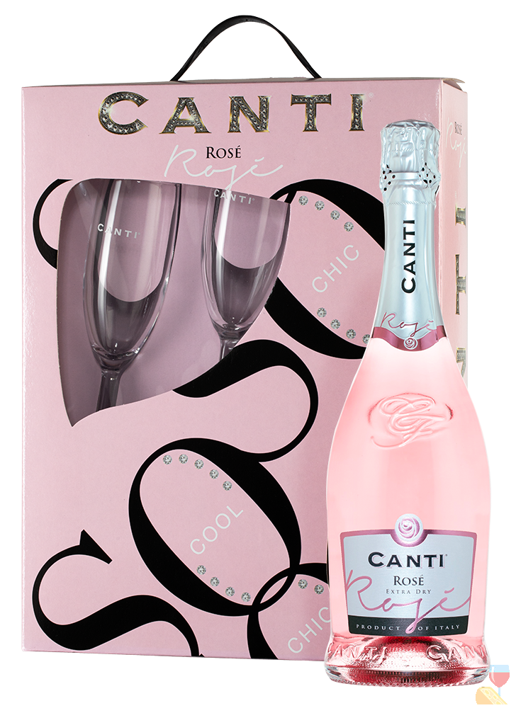 Игристые вина canti. Вино игристое Canti Rose розовое сухое. Игристое вино Canti Canti Rose, 0.75л. 0.75Л вино игристое Канти Розе розовое сухое. Canti Asti набор с бокалами.