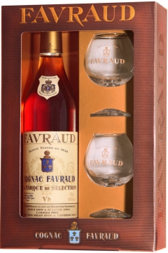 Коньяк "Favraud" VS, gift set with 2 glasses, 0.7 л