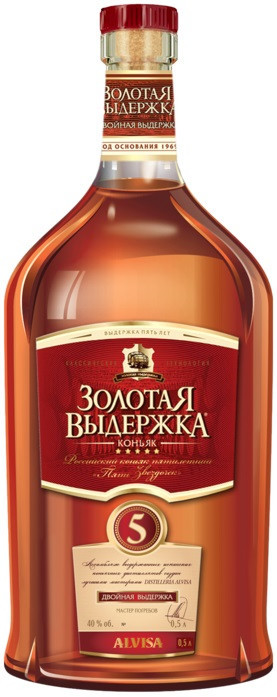 Коньяк "Золотая Выдержка" Пятилетний, фляга, 0.5 л4203