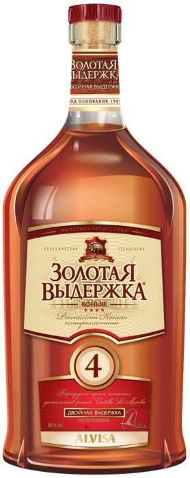 Коньяк "Золотая Выдержка" Четырехлетний,фляга, 0.25 л4205