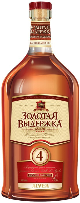 Коньяк "Золотая Выдержка" Четырехлетний, фляга, 0.5 л4206