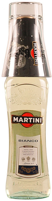 Вермут "Martini" Bianco with glass, 1 л