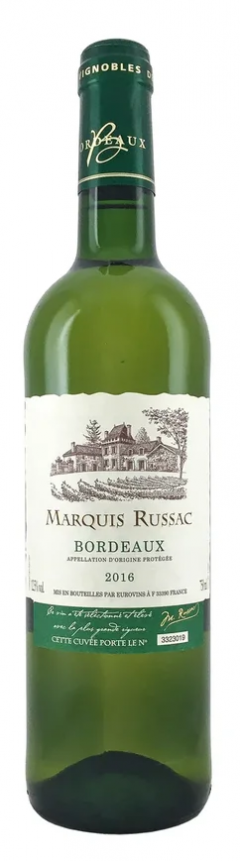 Вино "Marquis Russac" Blanc, Bordeaux AOP  0.75 л